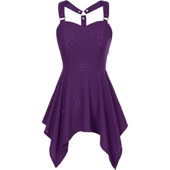 Women Goth Tank Top Flowy Racerback Tank Tops Chiffon Sleeveless Camisole - Picture 5 of 5